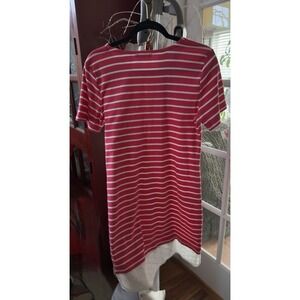 Tommy Hilfiger Womens Salmon Striped Short Sleeve Shirt Dress Size M Eyelet trim